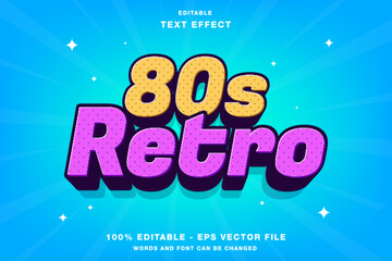 80s Retro 3D Editable Text Effect Template Style Premium Vector