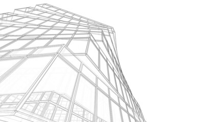 Modern office building 3d rendering