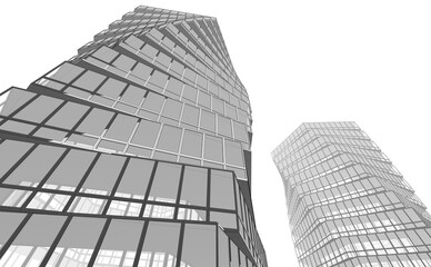 Modern office building 3d rendering