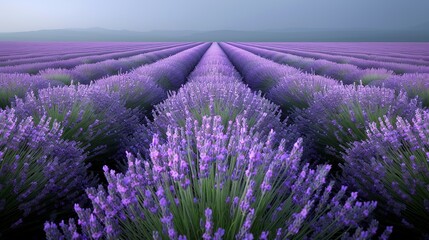 Obraz premium Abstract background of colorful nature scenes featuring vibrant floral patterns of lavender fields where the purple blooms stretch out creating a vast and aromatic landscape Illustration, Image, ,