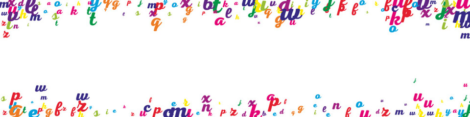 Scattered letters of latin alphabet. Colorful