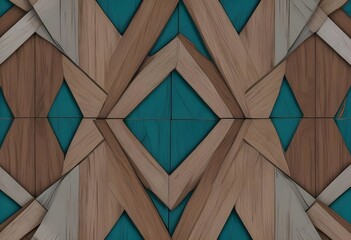 Dark teak wood tile with geometrical diamond incision on it