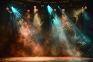 Multicolored smoke puff cloud design elements on a dark background - generative ai	. Beautiful simple AI generated image in 4K, unique.