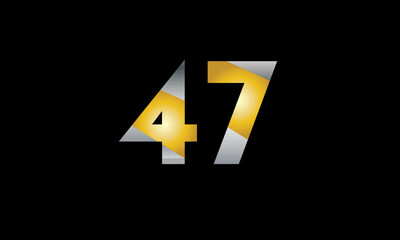 47 Number Logo Gold Platinum Simple Business