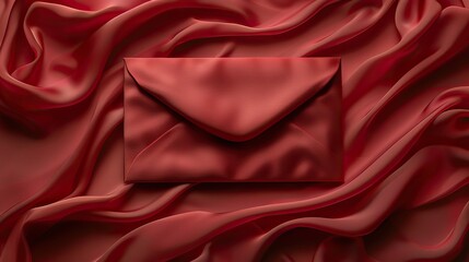 red envelope,wax seal,blank wedding invitation card mockup on silk fabric flat lay top view copy space wedding stationery set,image