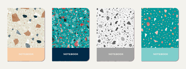 School notebook cover design. Terrazzo abstract