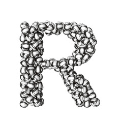 Symbol made of black volleyballs. letter r