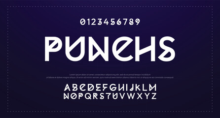 Modern abstract digital alphabet font. Minimal technology typography, Creative urban sport fashion futuristic font and with numbers. vector illustration