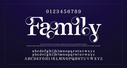 Family Modern Bold Font. Sans Serif Font. Regular Italic Uppercase Lowercase Typography urban style alphabet fonts for fashion, sport, technology, digital, movie, logo design, vector illustration