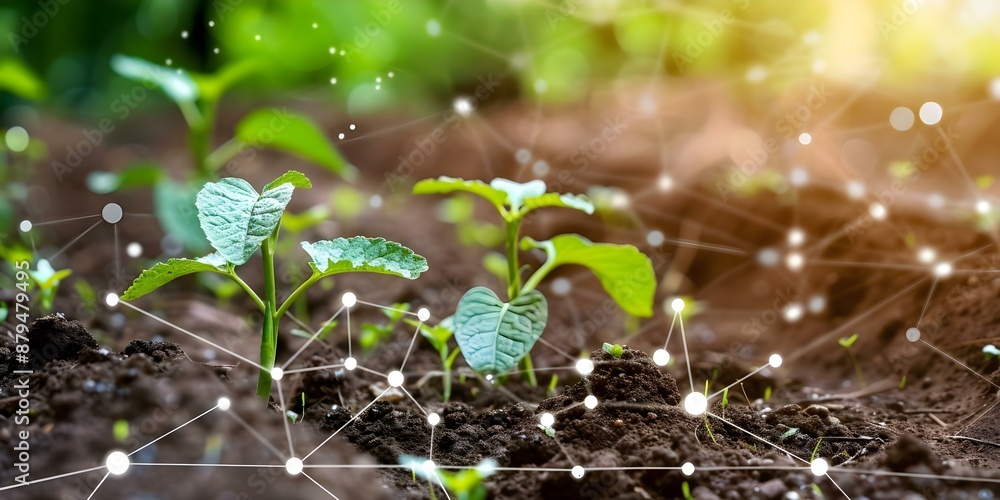 Poster field sensors monitor soil conditions like moisture temperature and humidity for precision agricultu