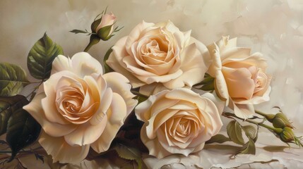 Obraz premium Creamy roses with vintage beauty