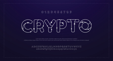 Creative Outline Double line monogram alphabet and tech fonts. Lines font regular uppercase and lowercase. Vector illustration.