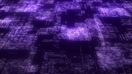 Abstract digital background. Matrix cyberspace with moving data. Technology cyber security futuristic space. Concept hacking, sorting and analysis big data. Binary code dots flow. 3d rendering.