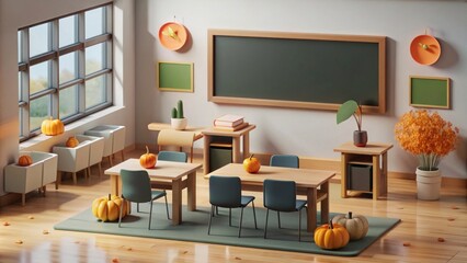 Obraz premium School class, autumn scenery, back to school.