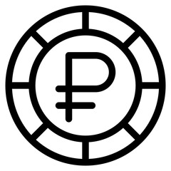 ruble. coin, currency, money, cash Icon