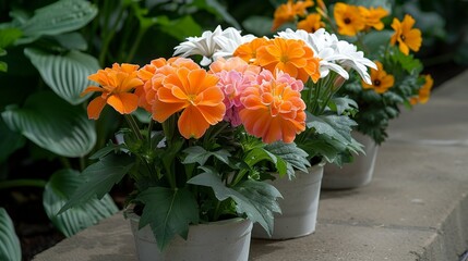 Gardens in full bloom with a variety of colorful flowers showcasing the splendor and diversity of nature Illustration, Image, , Minimalism,