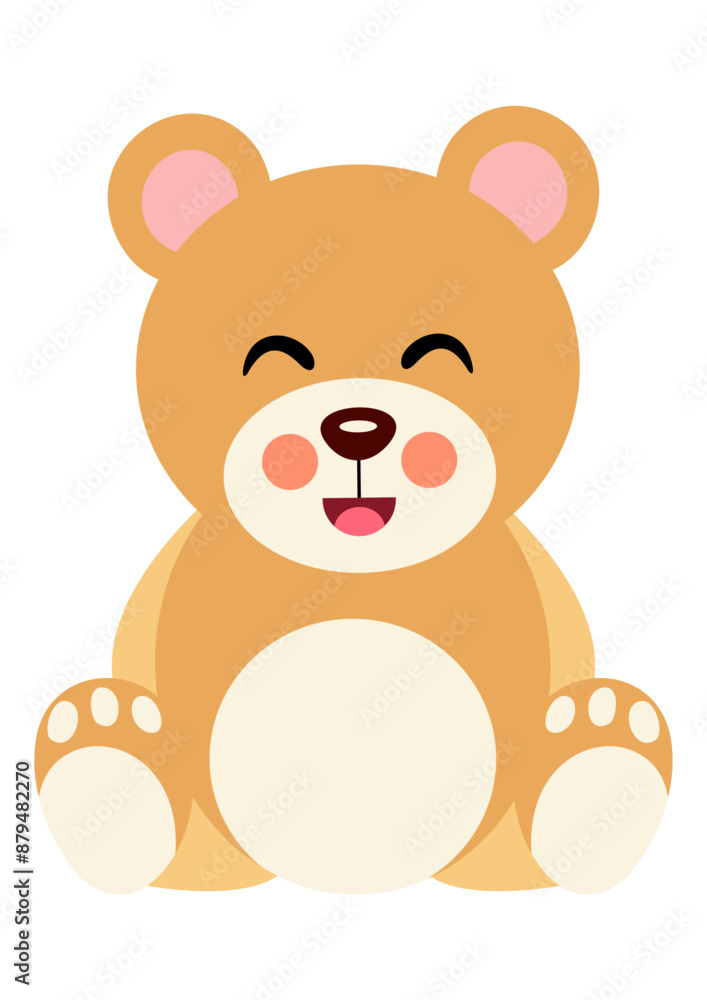 Poster cute teddy bear sitting isolated