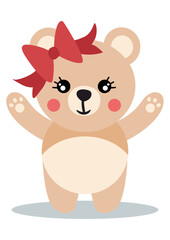 Happy teddy bear girl with bow