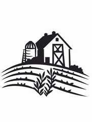 Naklejka premium A serene black and white photograph of a farm, perfect for use in editorial or educational contexts