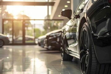 Naklejka premium Outdoor car lot, sale, rental services. Insurance-backed. Auto parking, dealership, agent. Automotive industry hub.. Beautiful simple AI generated image in 4K, unique.