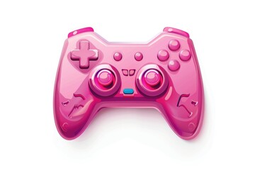 A pink video game controller on a white surface