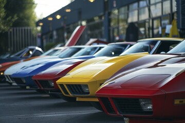 headlights close-up, car dealership, auto theme. Beautiful simple AI generated image in 4K, unique.