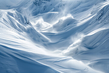 Fototapeta premium Generative ai on theme of descent of an huge avalanche from the mountain, winter nature landscape
