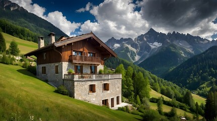 Fototapeta premium Exterior Villa With Large Windows