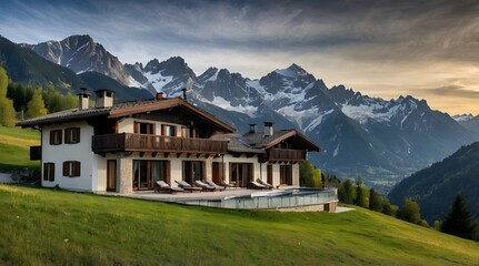 Fototapeta premium Exterior Villa With Large Windows