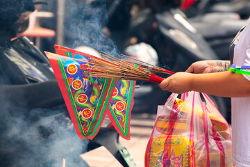 China, Ghost Festival, sacrifice, ghosts, worship products, Purdue flag
