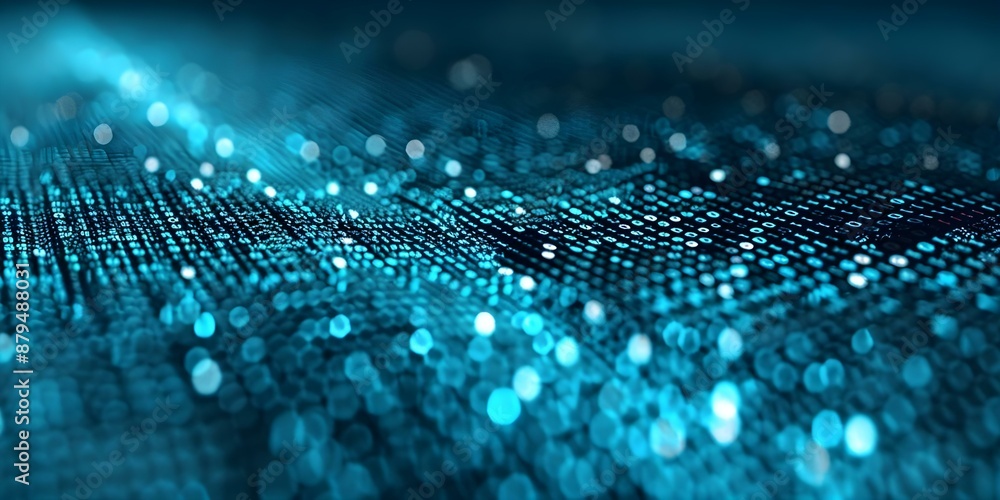 Poster techy dnathemed wallpaper featuring blockchain nfts and data stream elements. concept tech backgroun