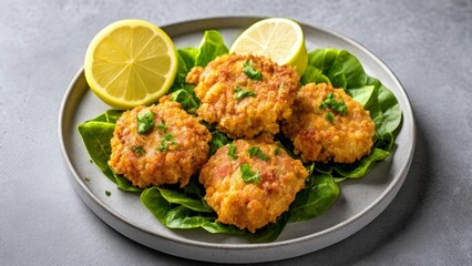 Fototapeta premium Deliciously crispy fish cakes with a zesty twist