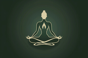 A cream-colored silhouette of a person in a seated yoga pose with hands on knees against a dark background