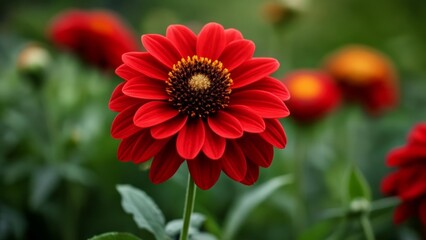 Obraz premium Vibrant Red Flower Blooming in Garden
