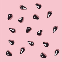 World watermelon day. National watermelon day poster. Vector flat black seeds of watermelon on a pink background.