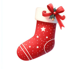 Watercolor painting of sock christmas theme on​ white background