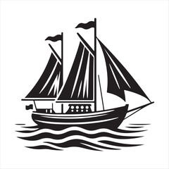 Sailing Boat Vector Art Illustration