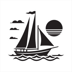 Sailing Boat Vector Art Illustration