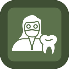 Female Dentist Glyph Green Box Icon