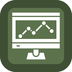 Data Insight Glyph Green Box Icon