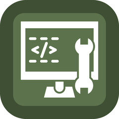 Code Engineering Glyph Green Box Icon