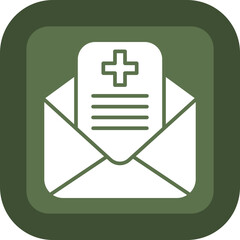 Medical Mail Glyph Green Box Icon