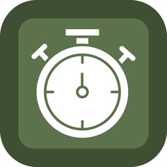 Stopwatch Glyph Green Box Icon