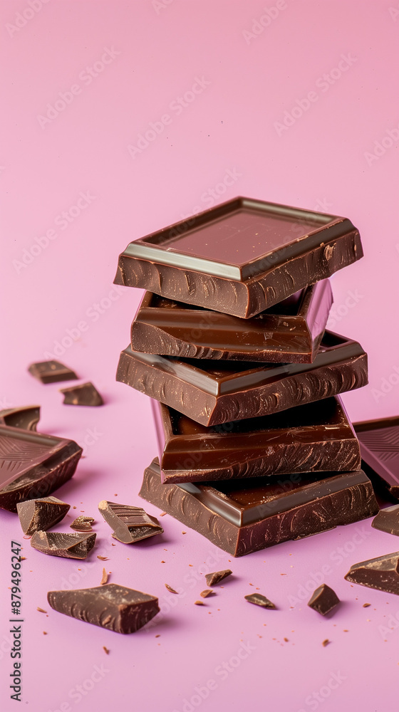 Poster stack of chocolate isolated on gradient background