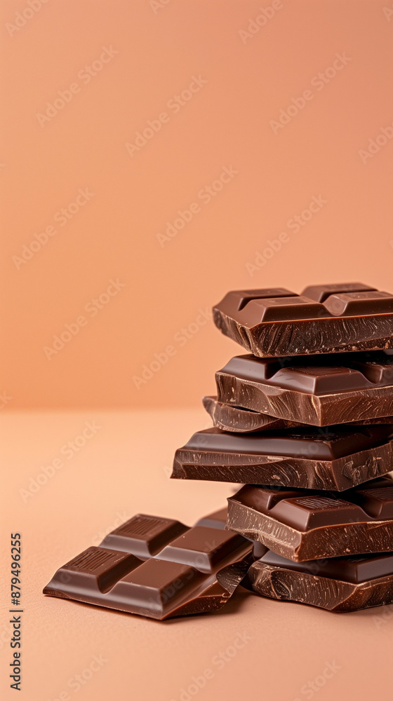 Poster stack of chocolate isolated on gradient background