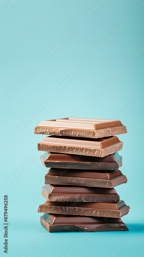 Poster stack of chocolate isolated on gradient background