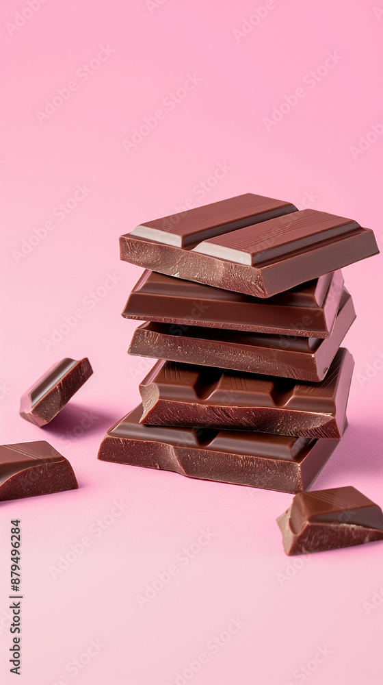 Poster stack of chocolate isolated on gradient background