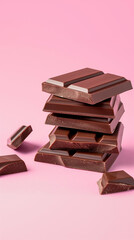 stack of chocolate isolated on gradient background 
