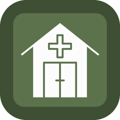 Obraz premium Emergency Room Glyph Green Box Icon