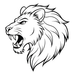 A angry Lion head line art vector illustration graphic design